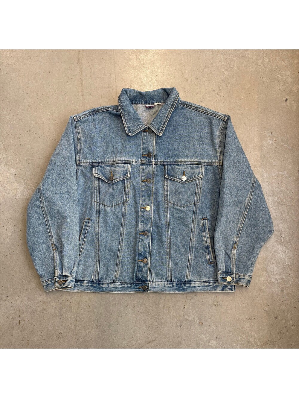 Vintage 90s Blank Light Wash Denim Jacket Large Blue